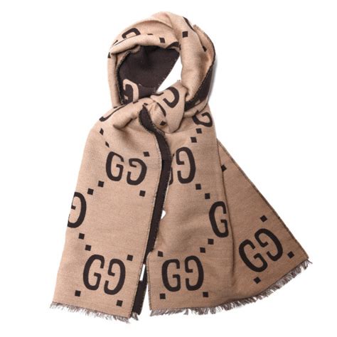 gucci gg wool jacquard scarf - brown - scarves|silk gucci scarf women.